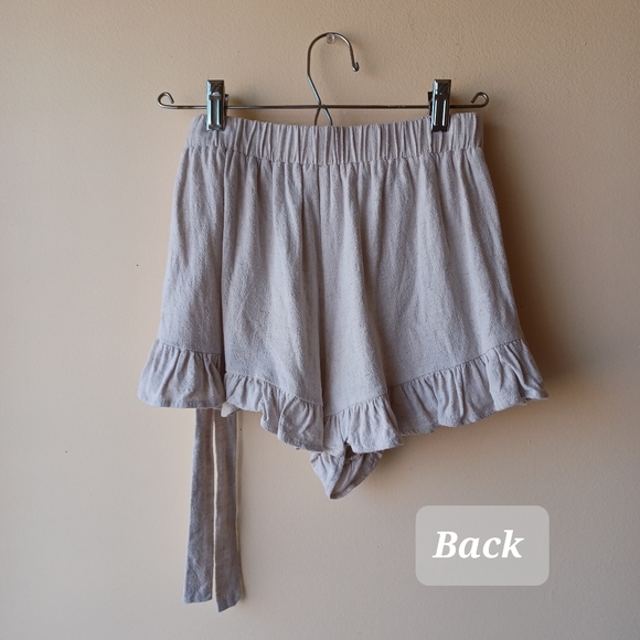 MOD On Trend Women's Linen Blend Ruffle Trim Tie Front Wrap Silhouette Skort - Picture 3 of 9